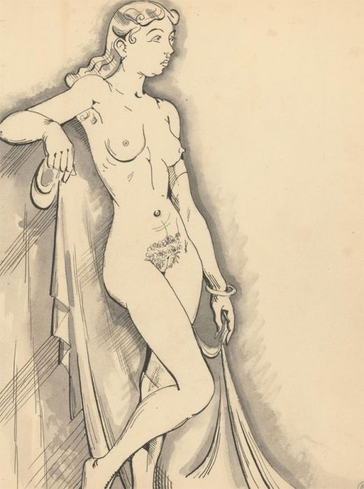 Albert Wainwright (1898-1943) - Mid 20th Century Pen Drawing, Lady With Cloth