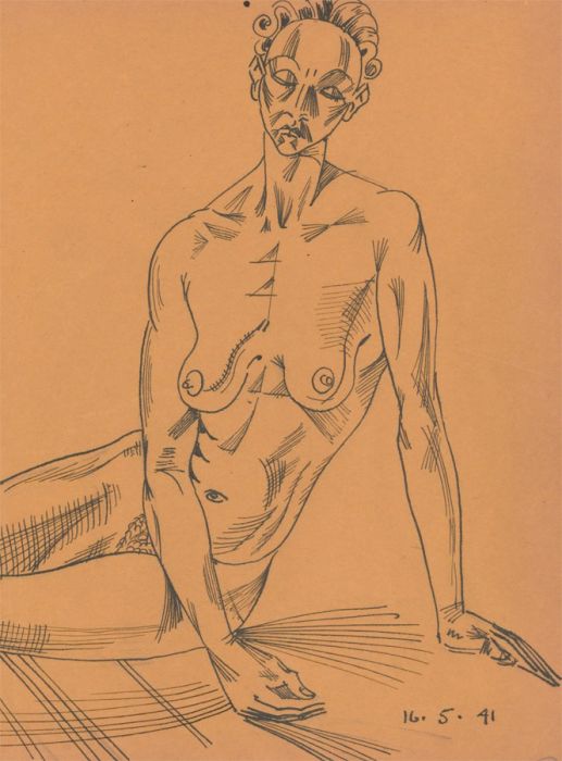 Albert Wainwright (1898-1943) - Mid 20th Century Pen Drawing, Nude Portrait