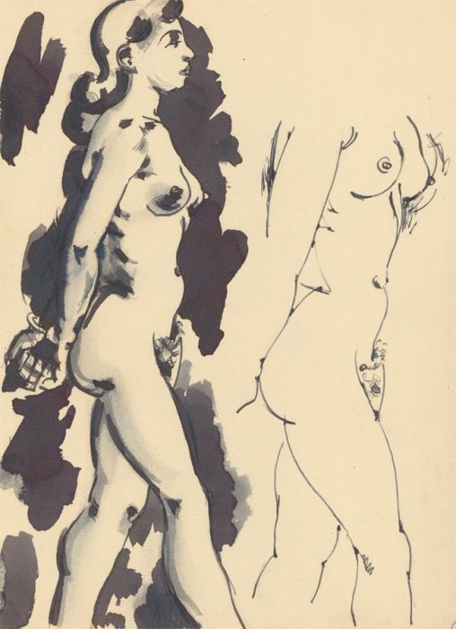 Albert Wainwright (1898-1943) - Mid 20th Century Pen Drawing, Two Nude Studies