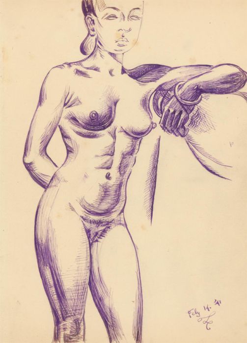Albert Wainwright (1898-1943) - Mid 20th Century Pen Drawing, Nude IV
