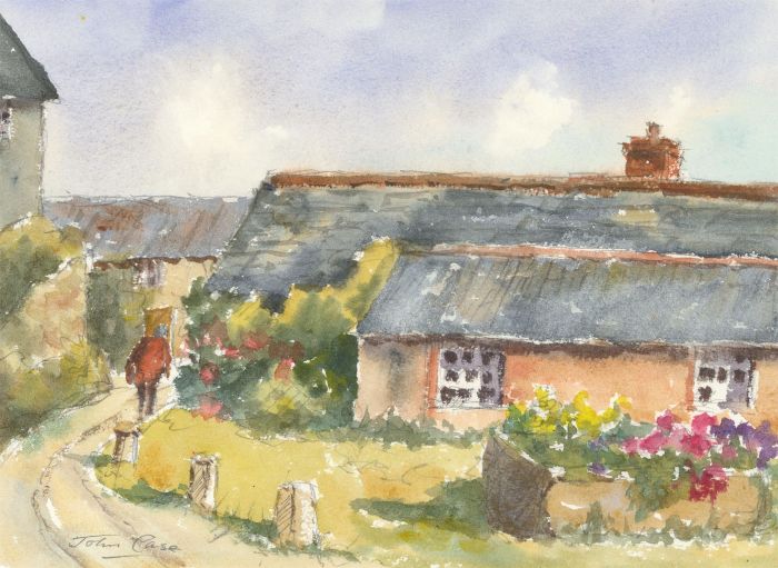 John A. Case - Signed Contemporary Watercolour, Bodrugan Barton