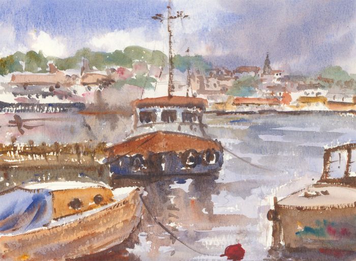 John A. Case - Double Sided Contemporary Watercolours, Flowing Water Studies