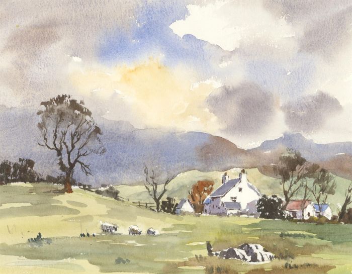 John A. Case - Contemporary Watercolour, Cottage In The Mountains
