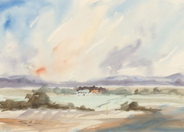 John A. Case - Signed Contemporary Watercolour, Abstract Mountain Landscape
