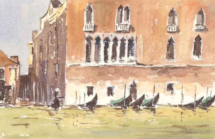John A. Case - Contemporary Watercolour, Venice Street Scene