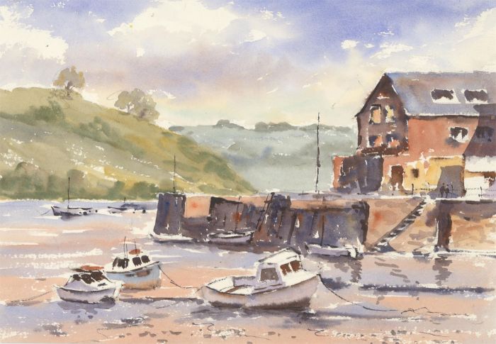 John A. Case - Contemporary Watercolour, Calm Beach Study
