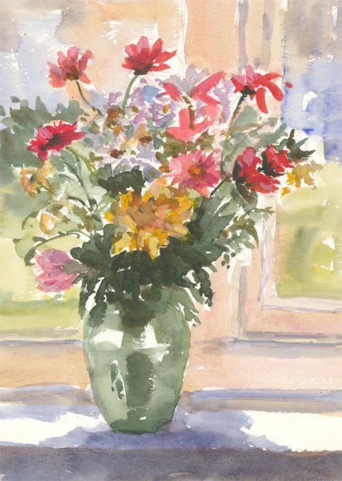 John A. Case - Set of Two Contemporary Watercolours, Floral Still Life