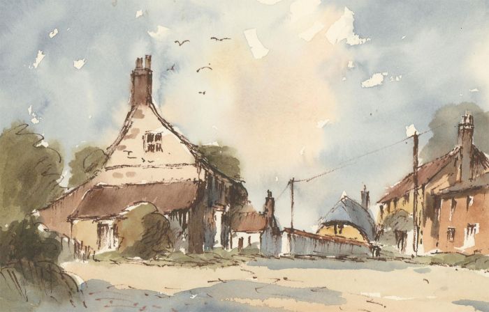 John A. Case - Contemporary Watercolour, Rural Street Scene