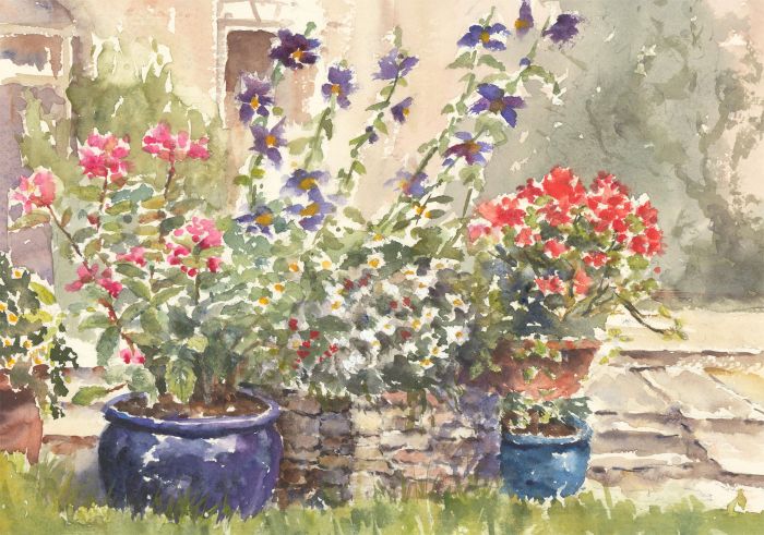 John A. Case - Contemporary Watercolour, Summer Garden
