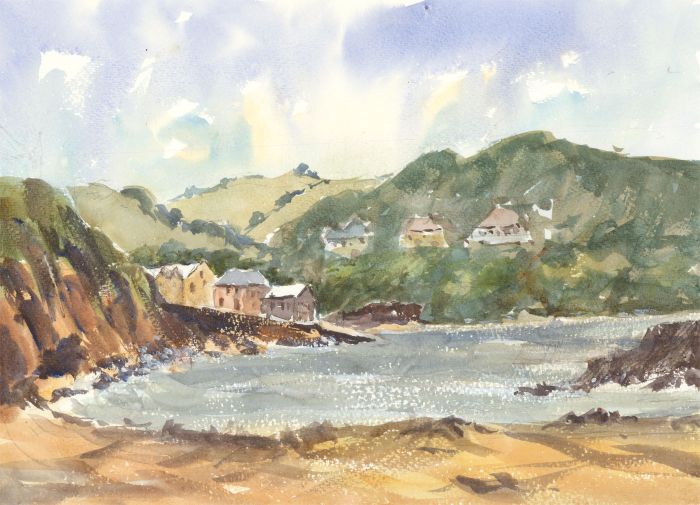 John A. Case - Signed Contemporary Watercolour, Hope Cove