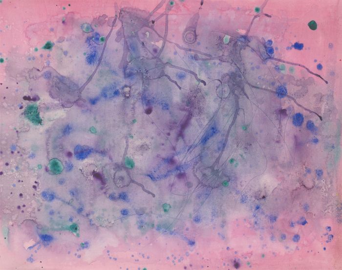 20th Century Mixed Media - Abstract Composition in Pink