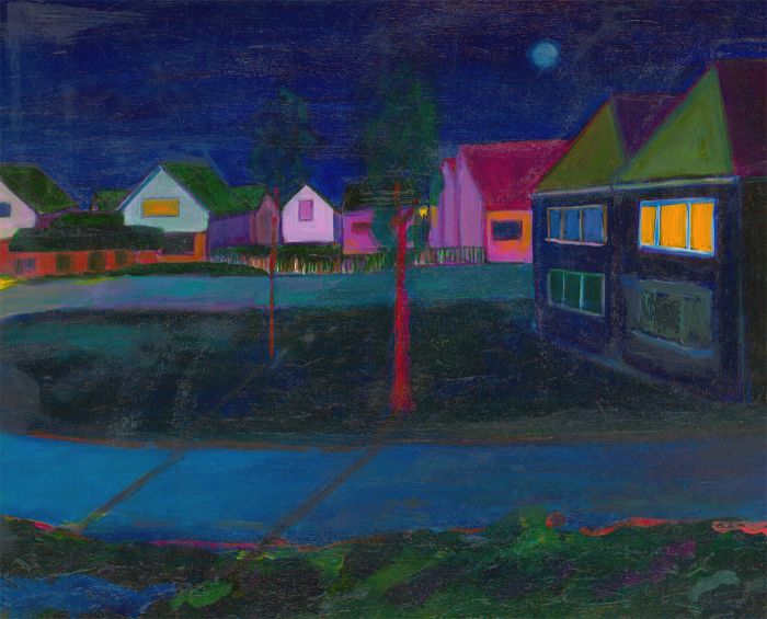 Edith Birkin (1927-2018) - 20th Century Acrylic, Suburbia at Night