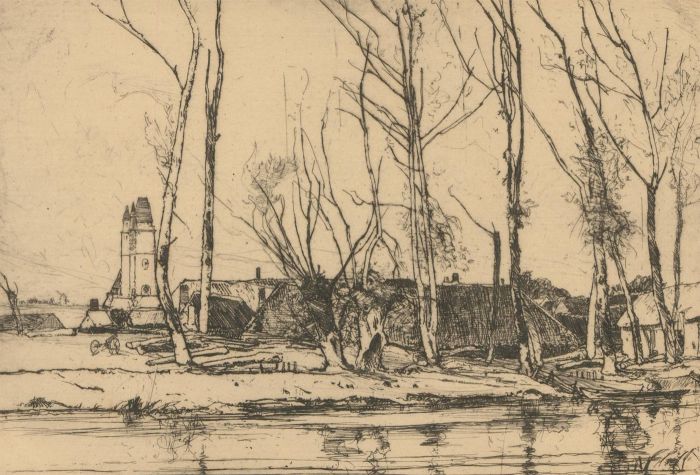 Oliver Hall RA (1869-1957) - Signed Original Etching, The Dutch Village