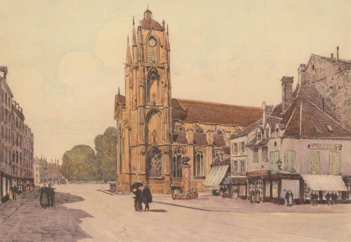 Girard - Late 19th Century Pen and Ink Drawing, A french Street Scene