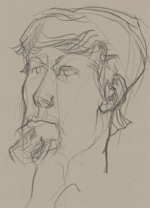 A. Mendes - 20th Century Charcoal Drawing, Portrait of a Young Man