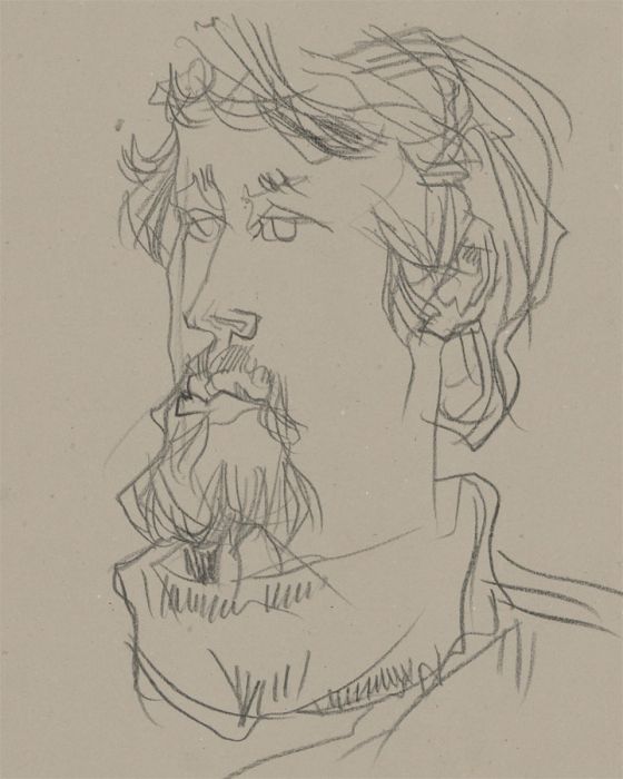 A. Mendes - 20th Century Charcoal Drawing, Portrait of a Man