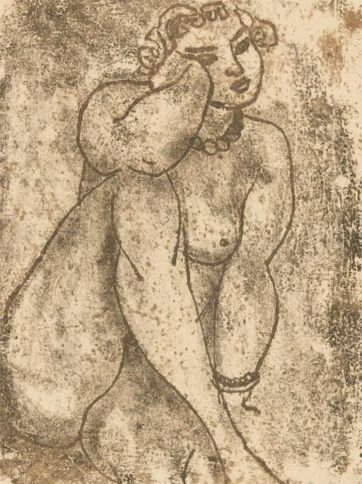 Zygmunt Turkiewicz (1913-1973)  - Signed Monoprint, Woman with Pearls