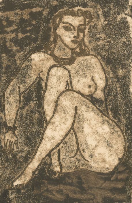 Zygmunt Turkiewicz (1913-1973)  - Mid 20th Century Monotype, Sitting Nude