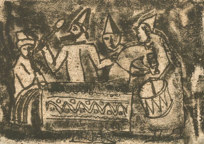 Zygmunt Turkiewicz (1913-1973)  - Mid 20th Century Monotype, The Musicians