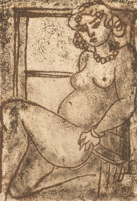 Zygmunt Turkiewicz (1913-1973)  - Mid 20th Century Monotype, Nude in the Window