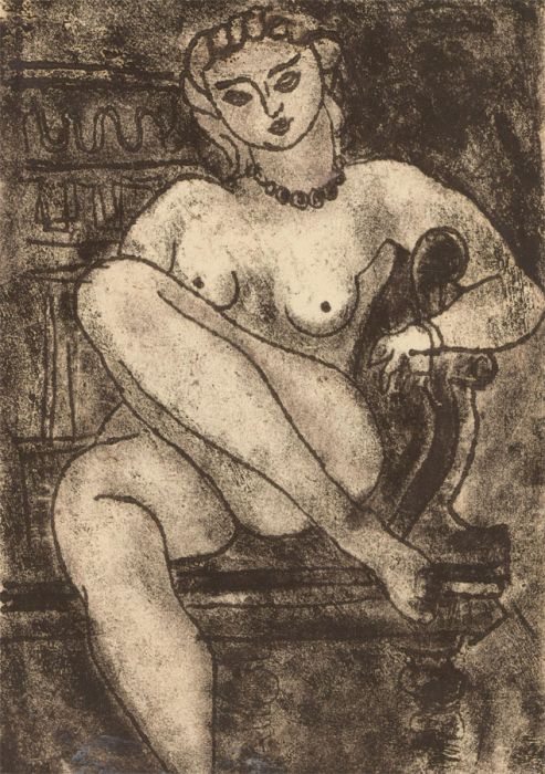 Zygmunt Turkiewicz (1913-1973) - Monoprint, Nude in the Grand Chair