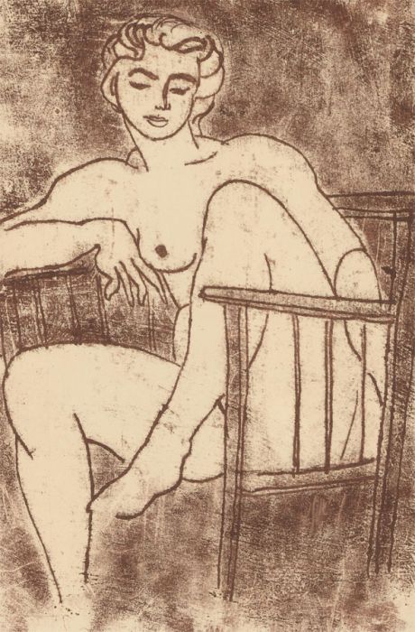 Zygmunt Turkiewicz (1913-1973)  - Mid 20th Century Monotype, The Seated Nude