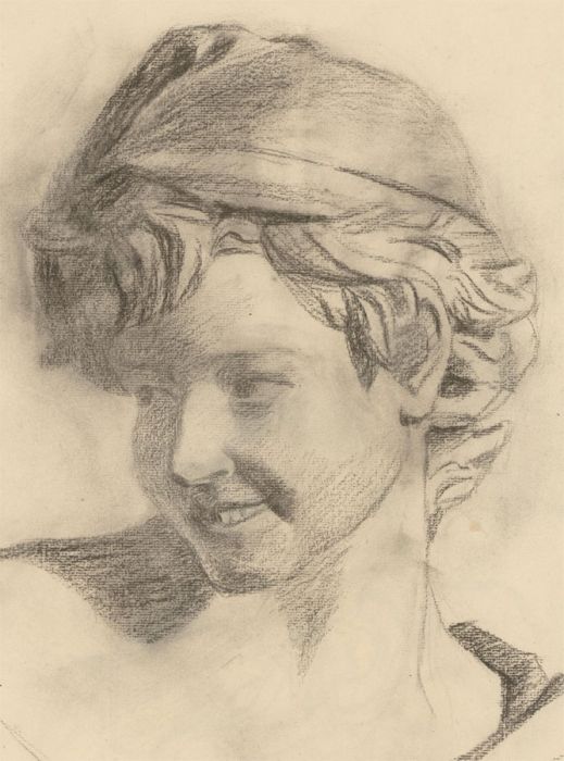 Amy F. Bridges - 1895 Charcoal Drawing, Portrait Study