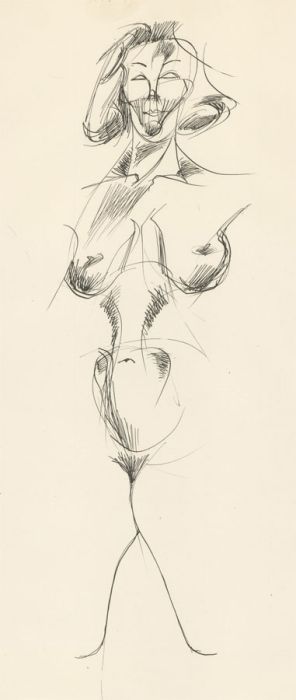 A. Mendes - 20th Century Pen and Ink Drawing, Torso of a Nude Model