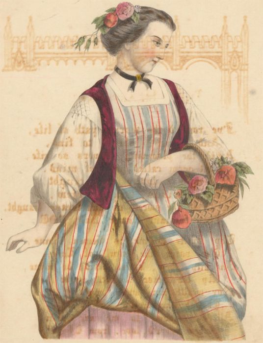 Mid 19th Century Watercolour - Study of a Lady with Poem