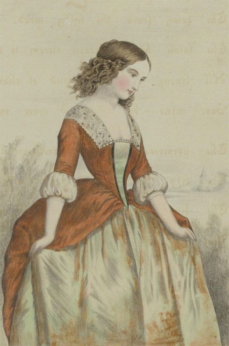 Mid 19th Century Watercolour - Portrait of a Lady with Poem