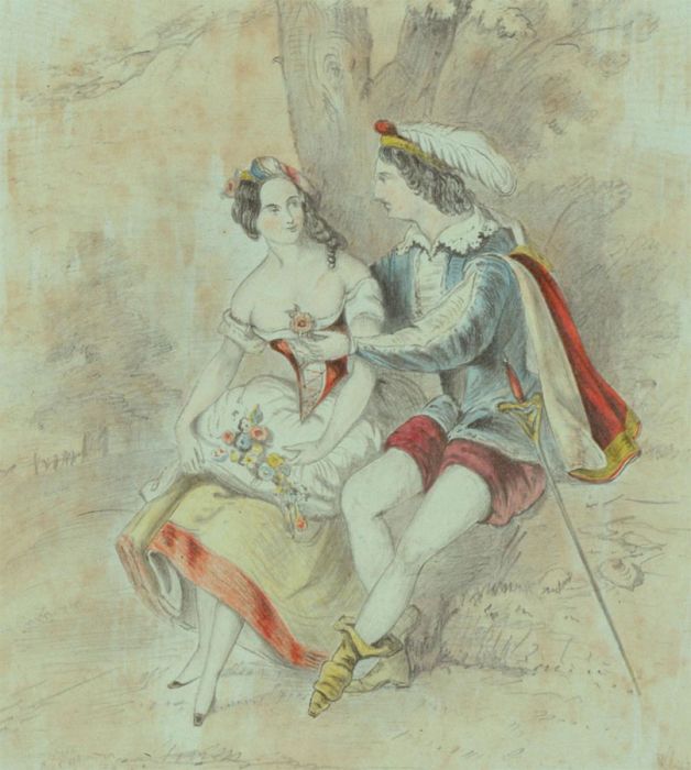 Mid 19th Century Watercolour - The Lovers, The Philosophy of Love