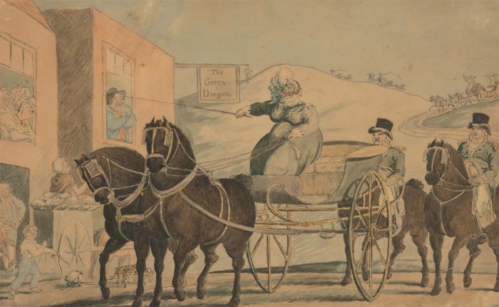 Attrib. Henry William Bunbury (1750-1811) - Watercolour, The Coach House