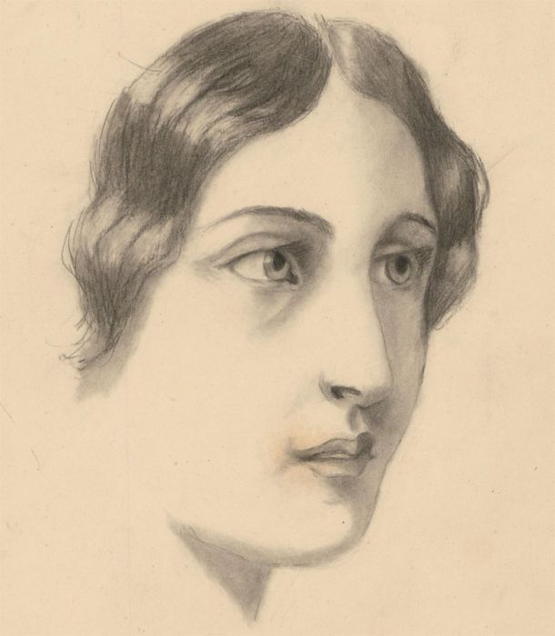 Early 20th Century Charcoal Drawing - A Young Lady 