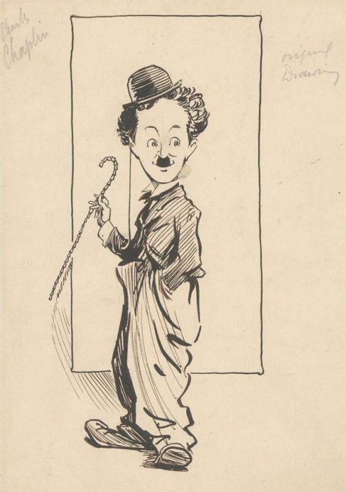Mid 20th Century Pen and Ink Drawing - Charlie Chaplin