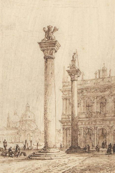 Ernest George RA (1839-1922) - Pen & Ink Drawing, Columns in Venice