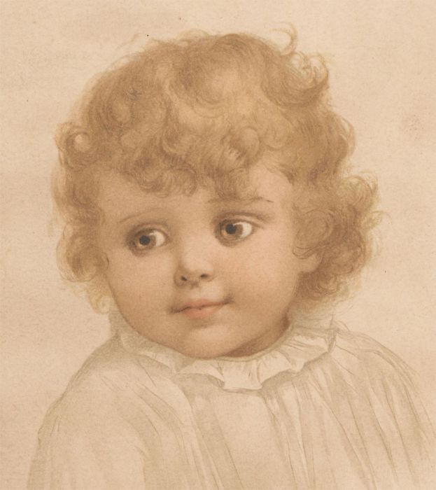 Fine Late 19th Century Watercolour - Portrait of an Infant I