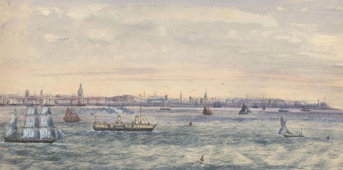 1879 Watercolour - View of Portsmouth Harbour