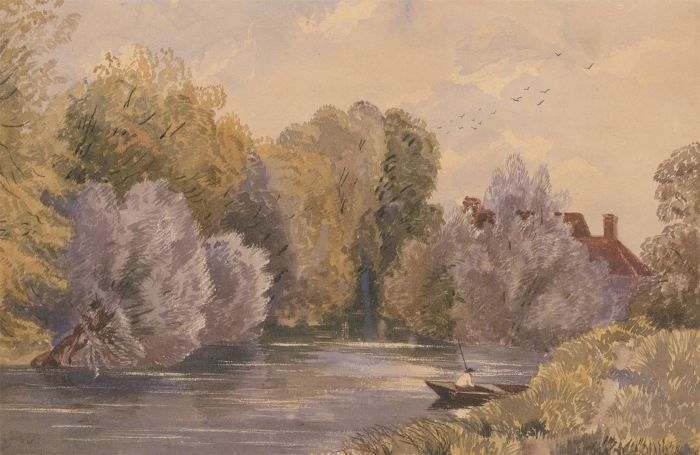 Late 19th Century Watercolour - Tranquil River Landscape