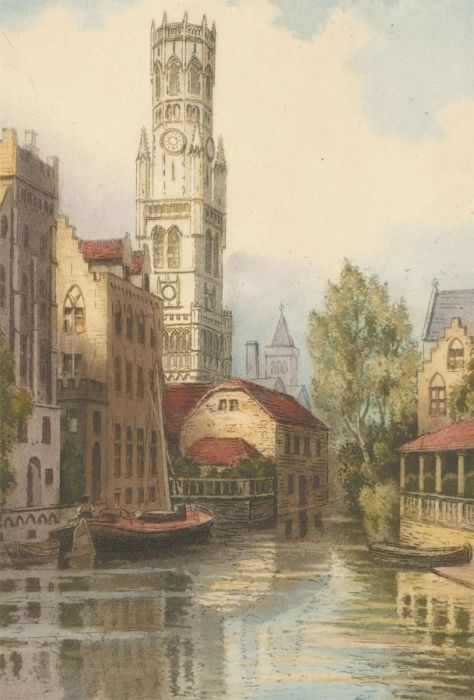 J.R. Hutchinson - Early 20th Century Etching, The Belfry, Bruges