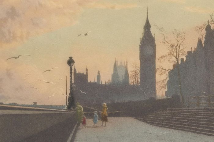 Joseph Kirkpatrick (1872-1936) - Early 20th Century Aquatint, A View of Big Ben