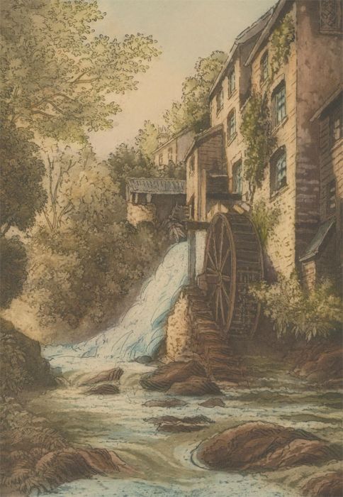 J.R. Hutchinson - Early 20th Century Etching, Lynton Mill