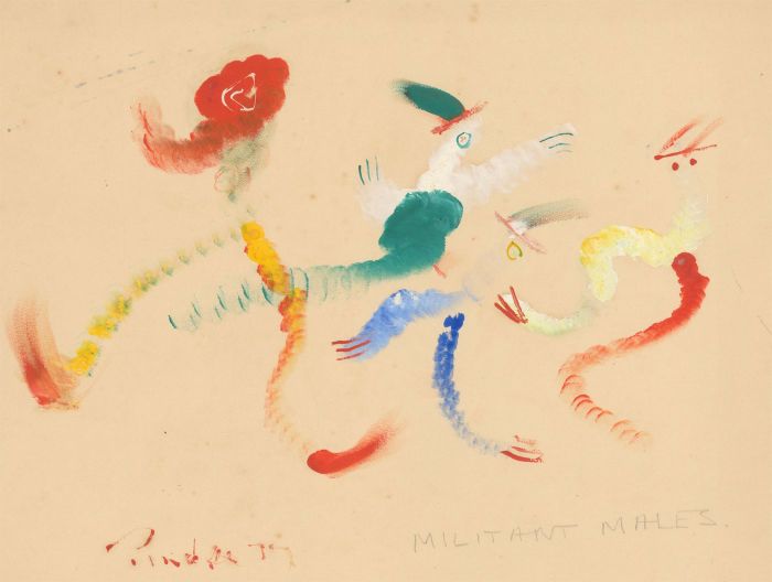Mid 20th Century Gouache - Militant Males