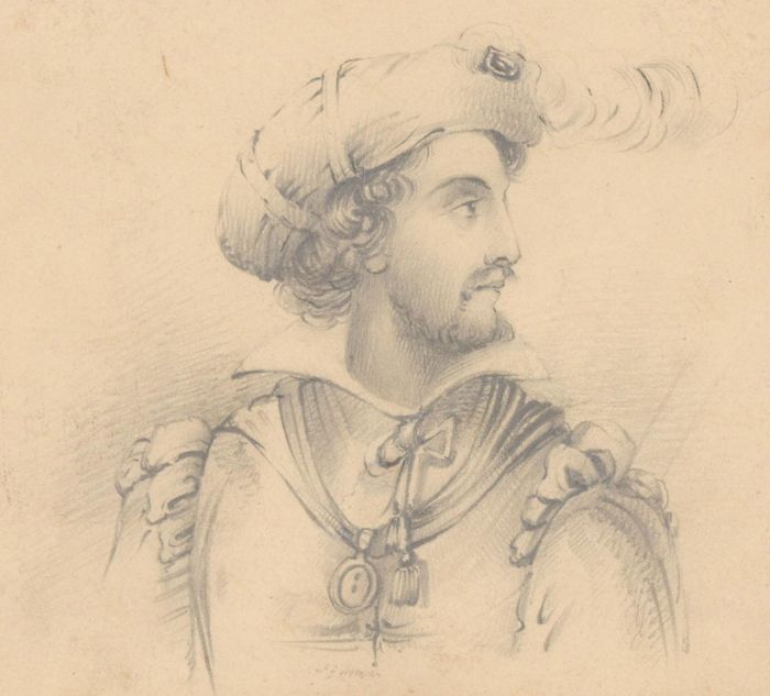 Mid 19th Century Graphite Drawing - Middle Eastern Prince