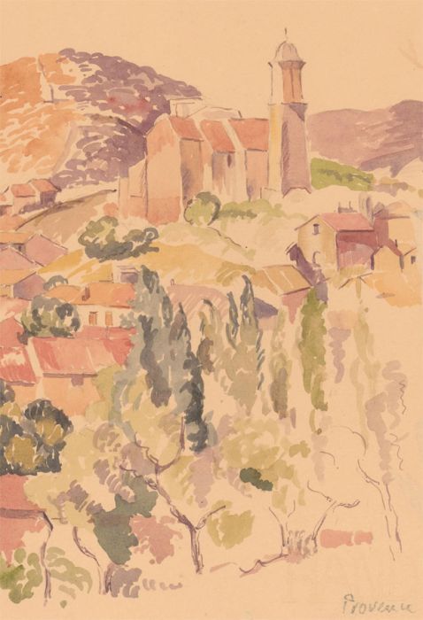 Impressionist Mid 20th Century Watercolour - View of Provence