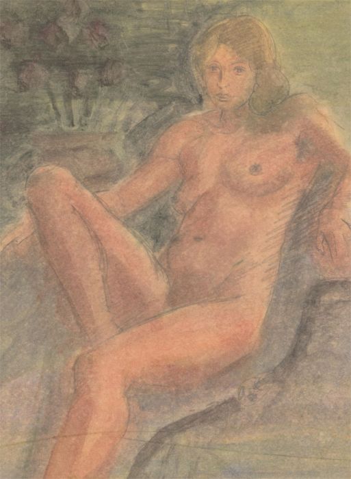 Arthur Kitching (1912-1981) - Mid 20th Century Watercolour, Posing Seated Nude