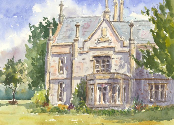 John A. Case - Contemporary Watercolour, Victorian Manor House