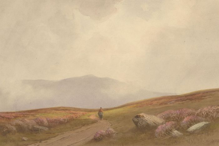 Charles Edward Hannaford RBA (1863-1955) - Watercolour, Moorland Lanscape