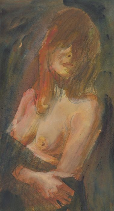 Ronald Olley (b.1923) - c. 2000 Watercolour, Portrait of a Life Model