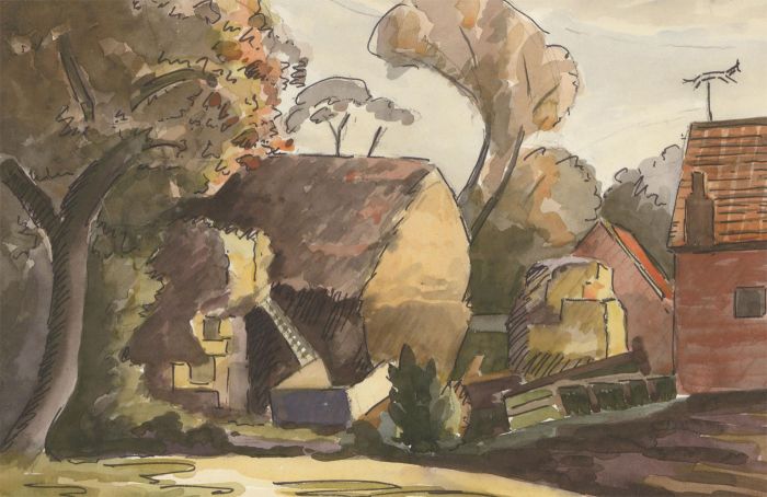 Arthur Mitson - Mid 20th Century Pen and Ink Drawing, Autumnal Garden Study