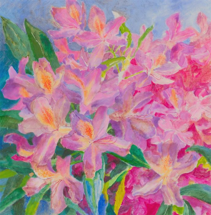 John Ivor Stewart PPPS (1936-2018) - Contemporary Acrylic, Pink Summer Flowers